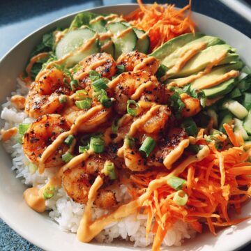 Shrimp Rice Bowls with Spicy Mayo