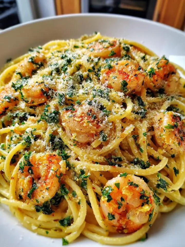 Shrimp Scampi Garlic Cream Pasta