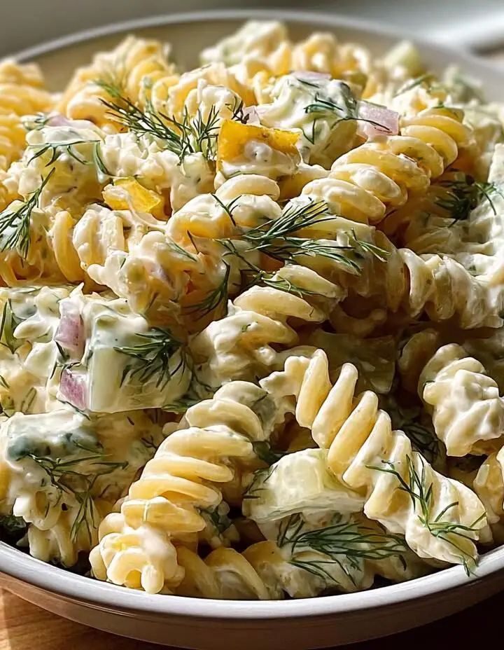 Simple Dill Pickle Pasta Salad
