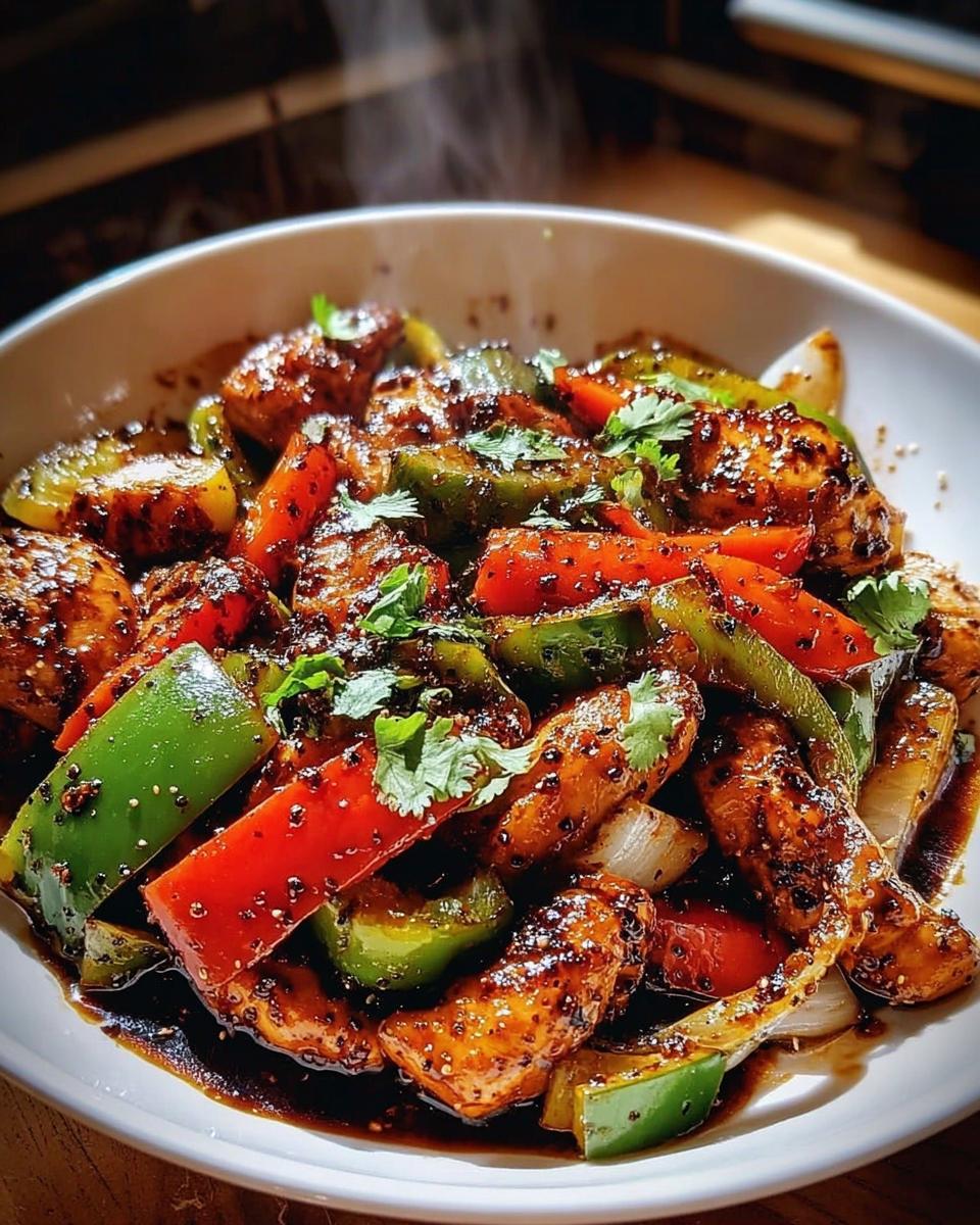Sizzling Black Pepper Chicken with Crisp Veggies & Garlic Soy Glaze - detail 1