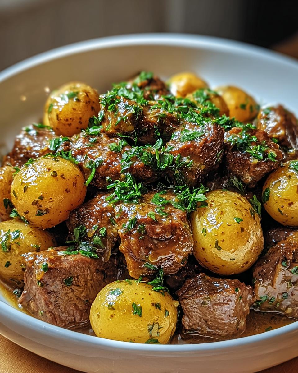 Slow Cooker Garlic Butter Beef Bites & Potatoes - detail 2