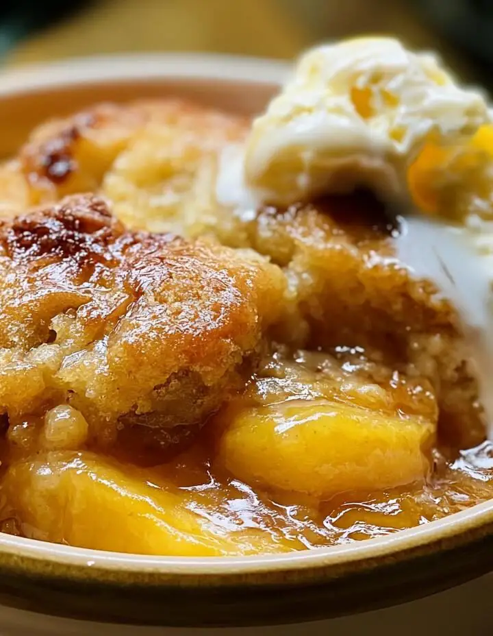 Slow Cooker Peach Cobbler