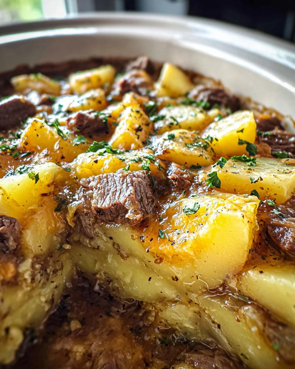 Slow Cooker Steak and Cheddar Potato Casserole - detail 1