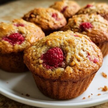 Soft Fruity Banana Raspberry Muffins