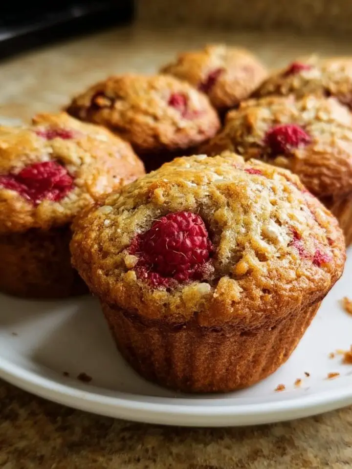 Soft Fruity Banana Raspberry Muffins