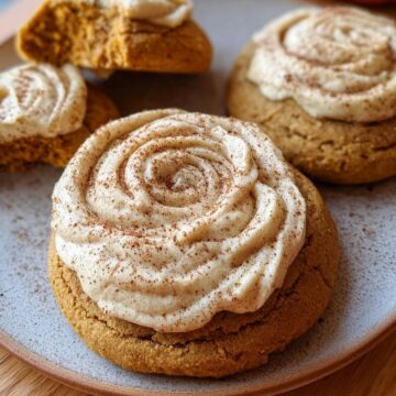 Soft Pumpkin Cookies with Cinnamon Frosting