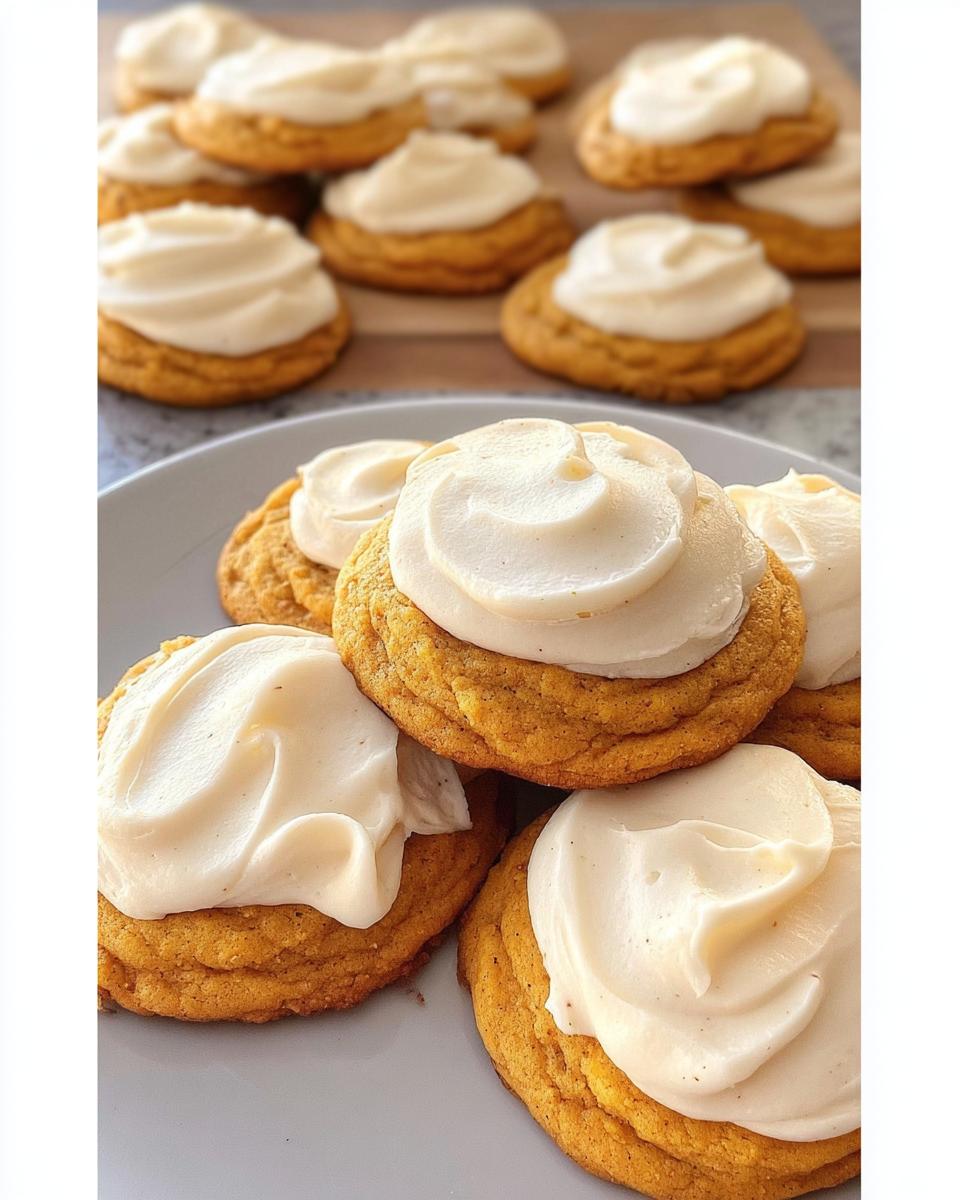 Soft Pumpkin Cookies with Cream Cheese Frosting - detail 2