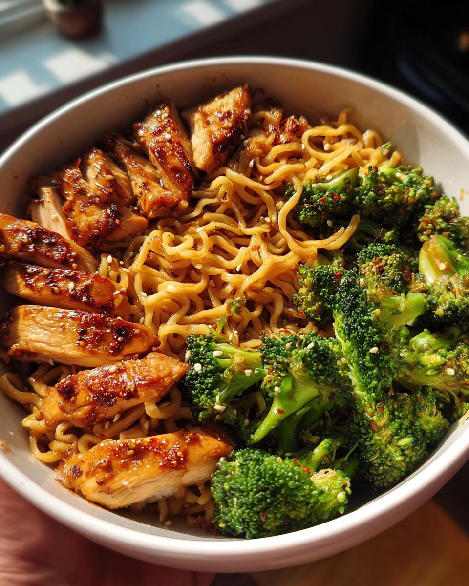 Spicy Garlic Chicken and Broccoli Noodle Bowls - detail 1