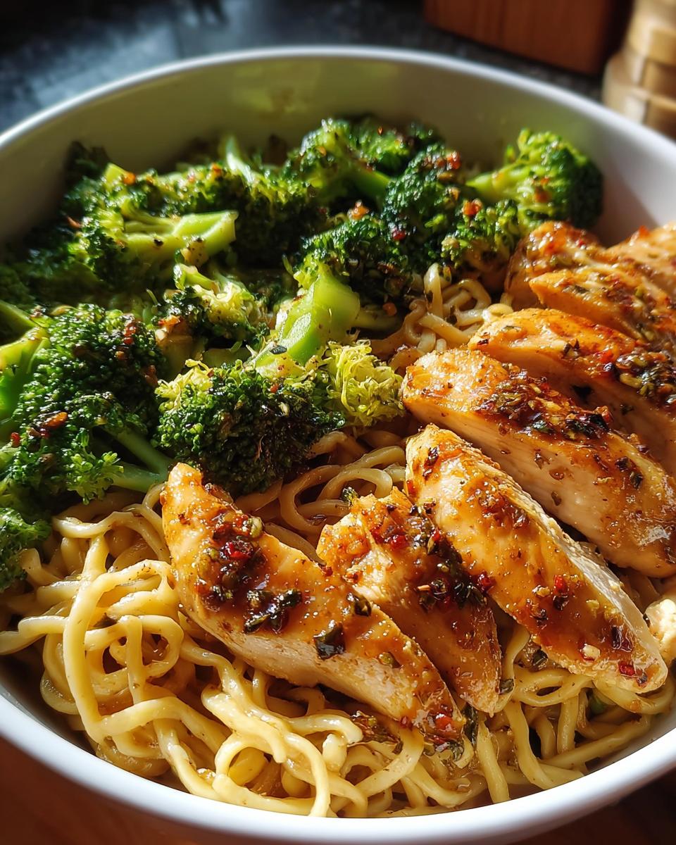 Spicy Garlic Chicken and Broccoli Noodle Bowls - detail 2