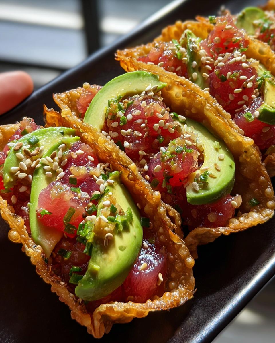 Spicy Tuna Tartare Wonton Tacos - detail 1