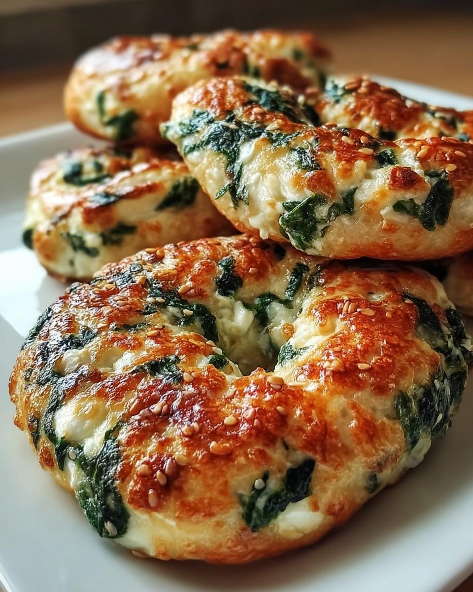 Spinach Cottage Cheese Flat Bagels - detail 1