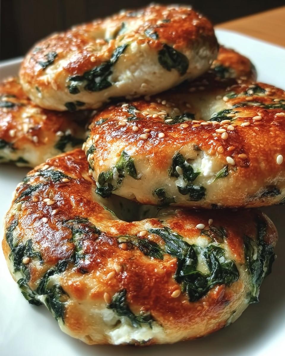 Spinach Cottage Cheese Flat Bagels - detail 2