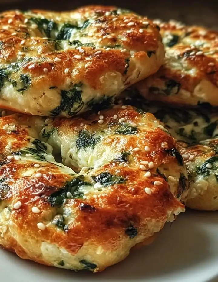 Spinach Cottage Cheese Flat Bagels