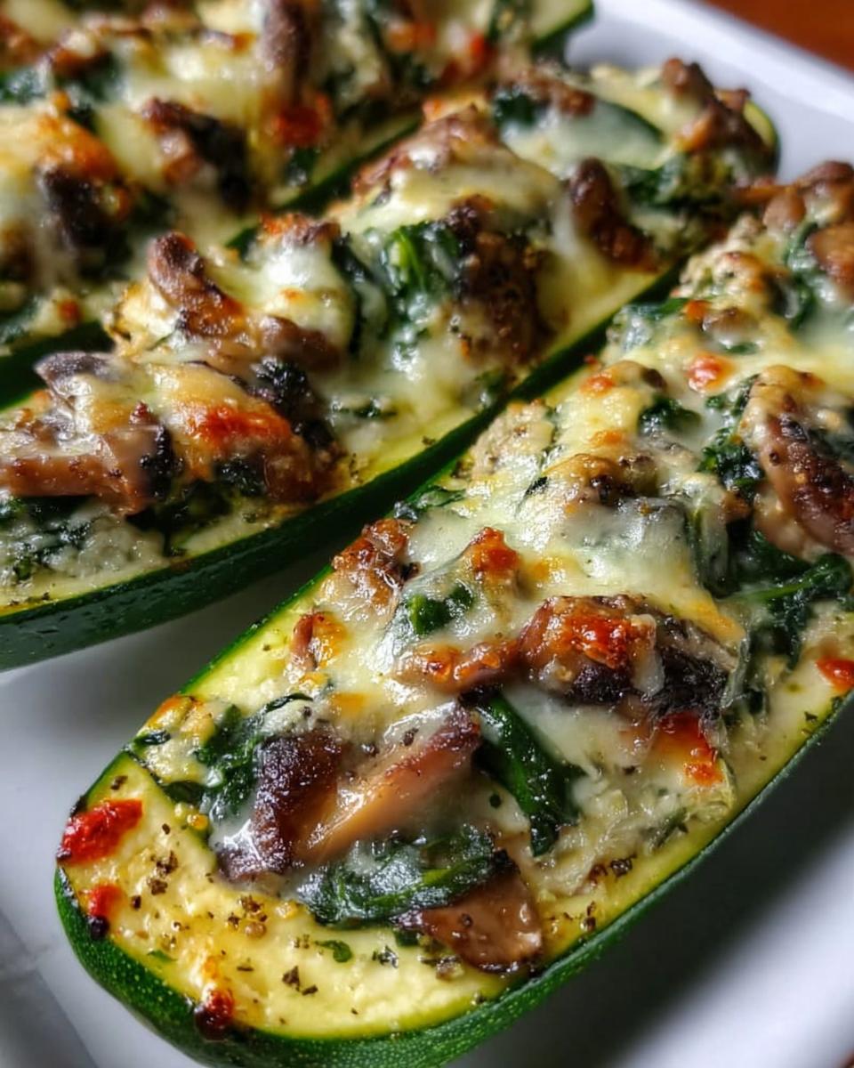 Spinach, Mushroom, and Ricotta Stuffed Zucchini Boats - detail 1