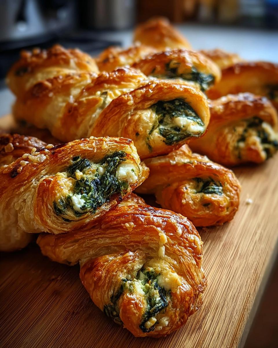 Spinach and Feta Puff Pastry Twists - detail 1