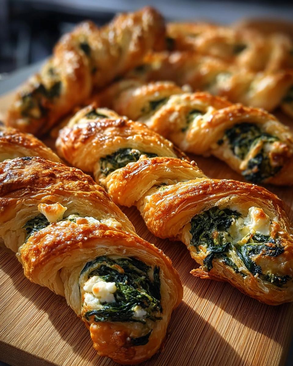 Spinach and Feta Puff Pastry Twists - detail 2
