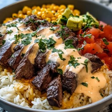 Steak Queso Rice Bowl