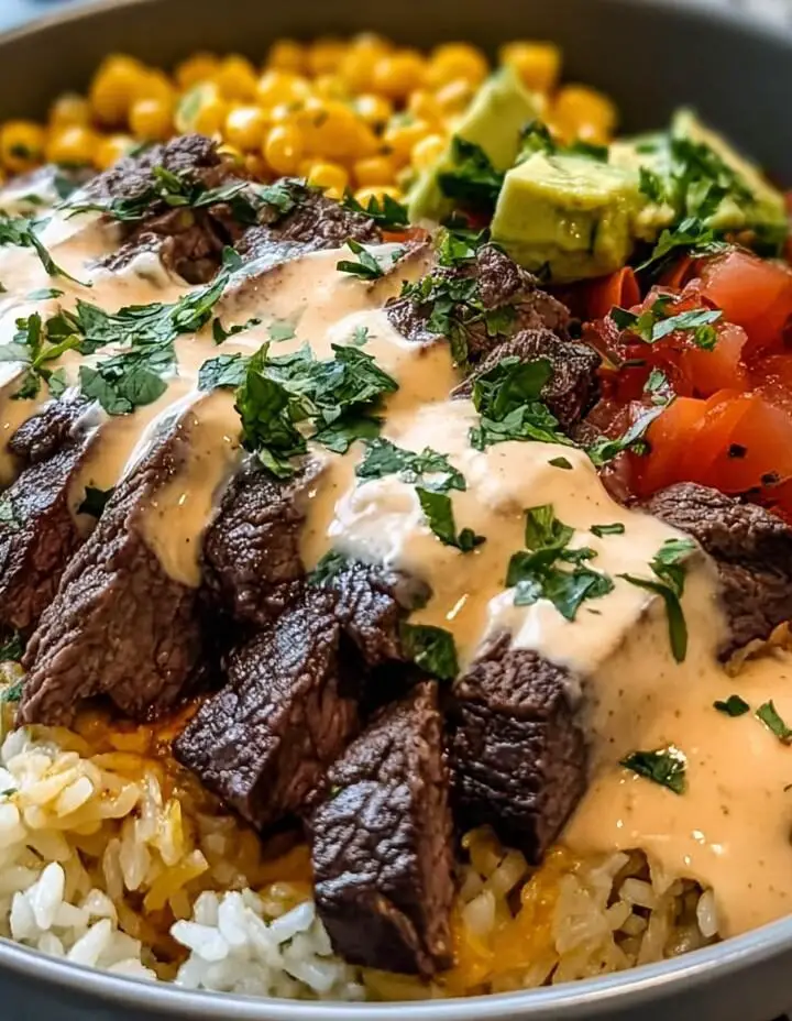 Steak Queso Rice Bowl