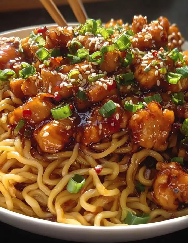 Sticky Garlic Chicken Noodles