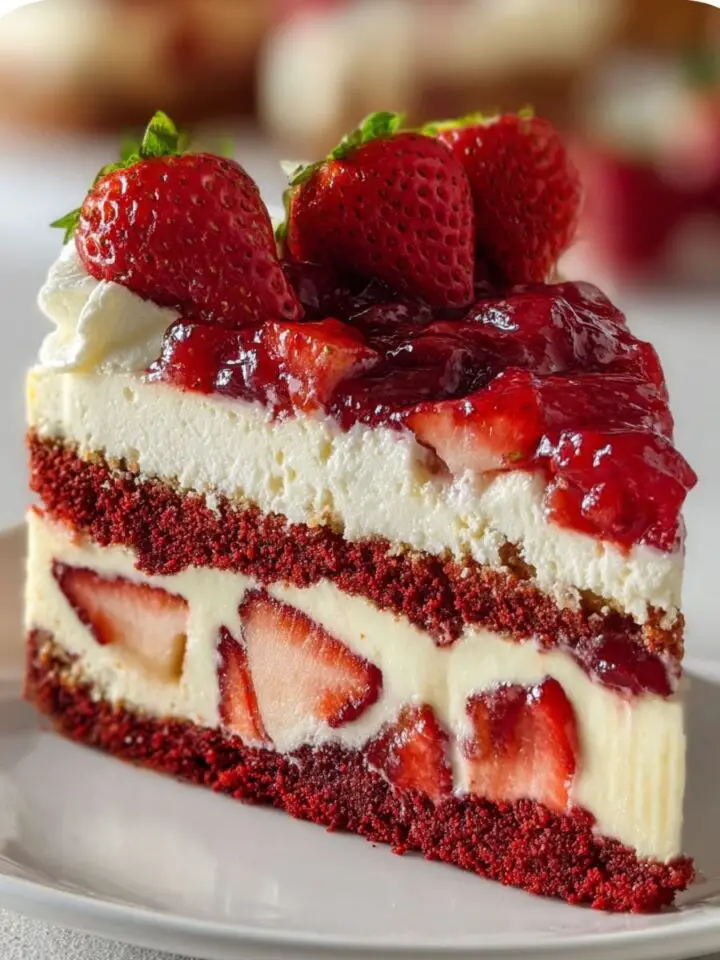 Strawberries and Cream Dream Layer Cheesecake Cake