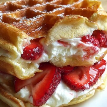 Strawberry Cheesecake Stuffed Waffles