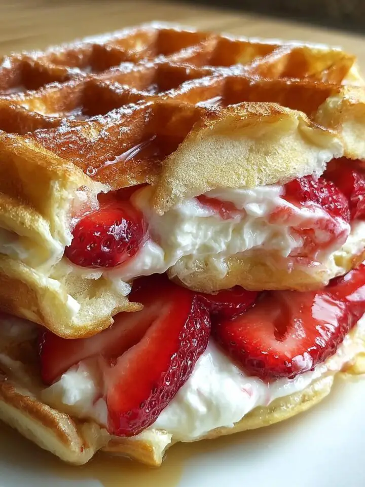 Strawberry Cheesecake Stuffed Waffles