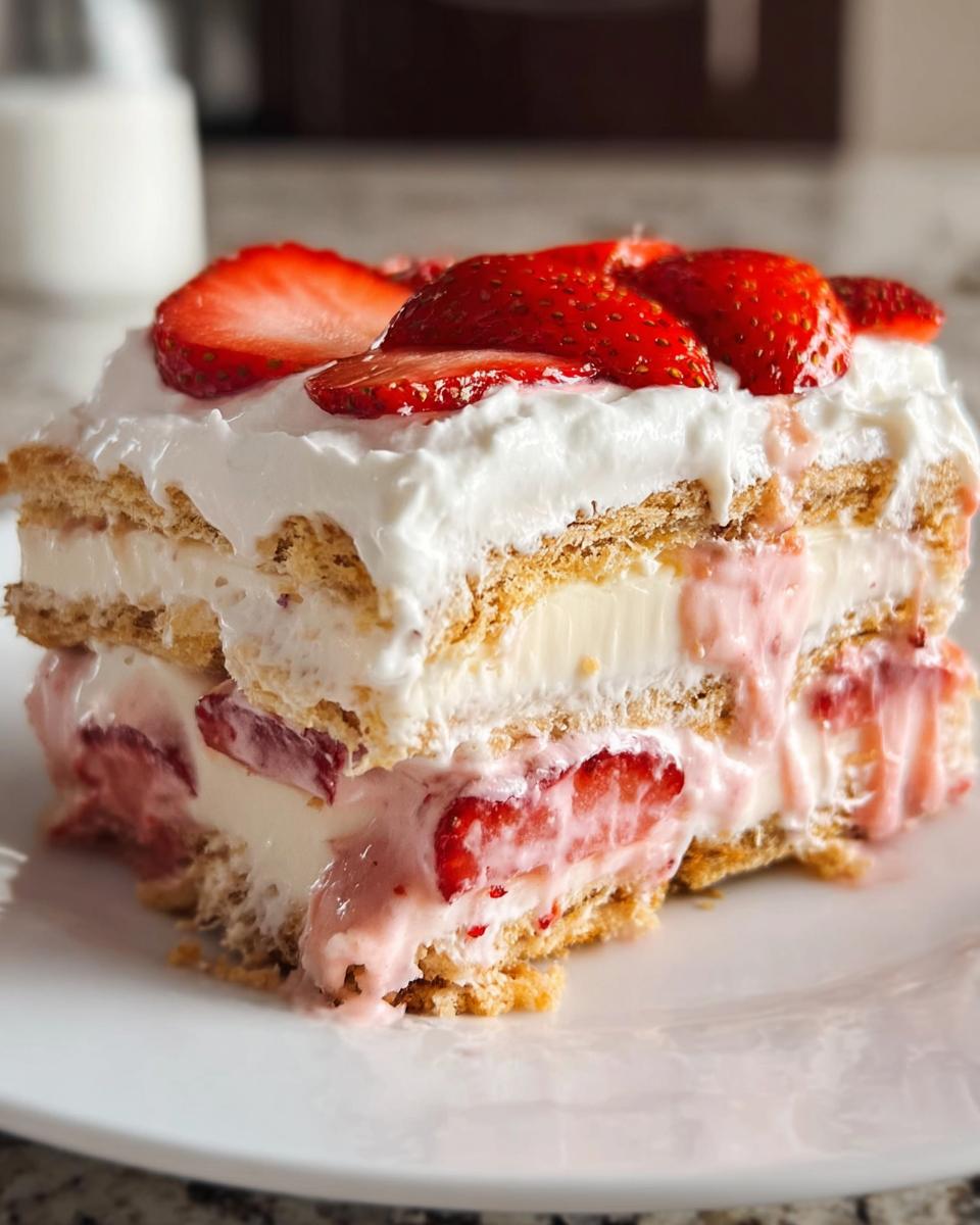 Strawberry Eclair Cake - detail 1