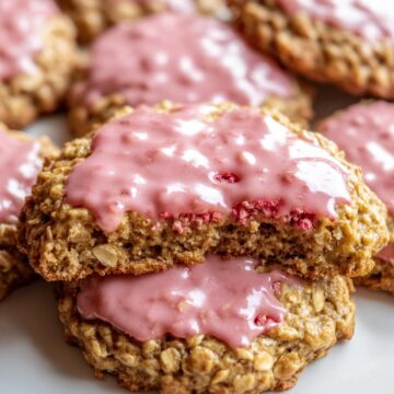 Strawberry Iced Oatmeal Cookies