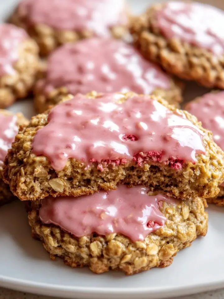 Strawberry Iced Oatmeal Cookies