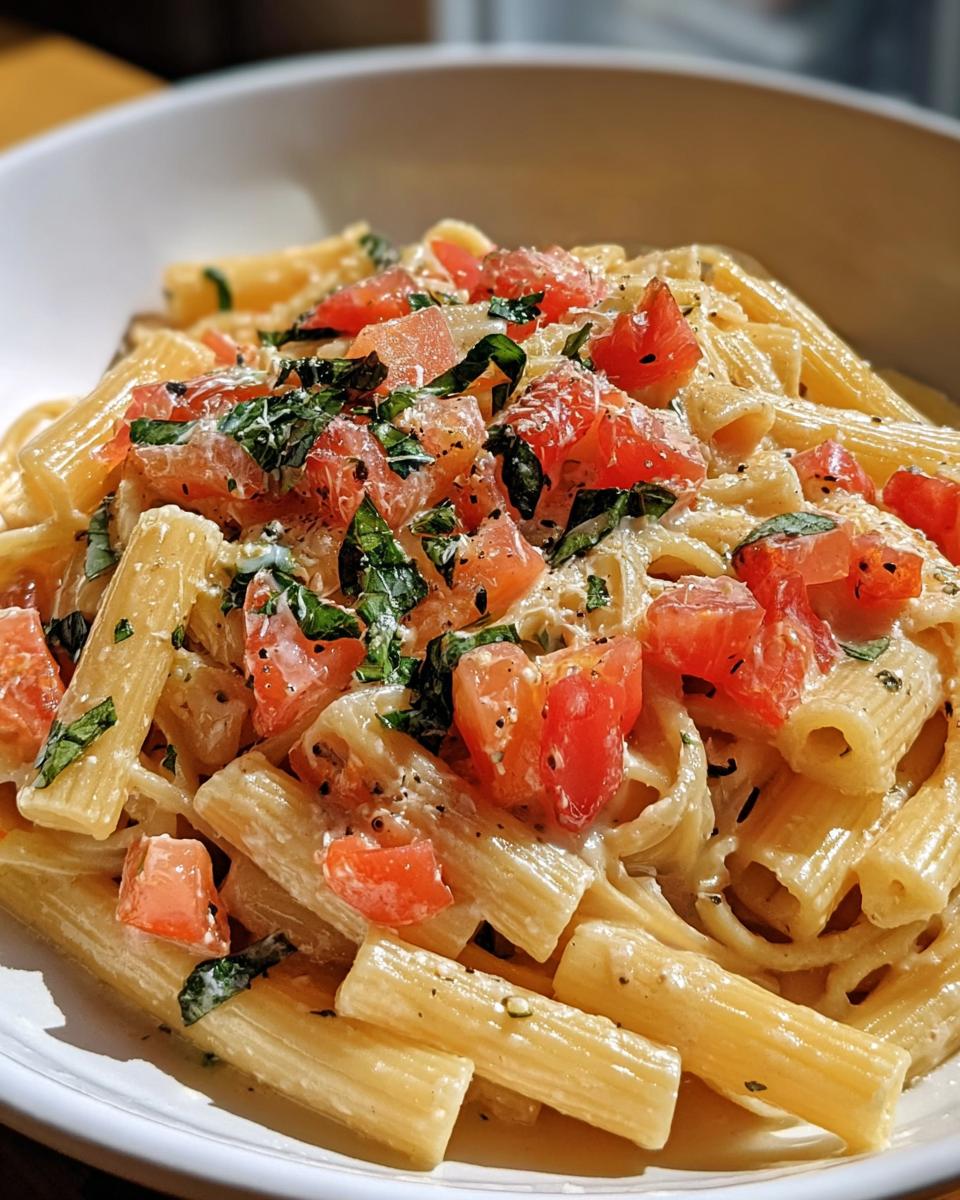 Tomato Basil Pasta with Light Ricotta Cream Sauce - detail 2