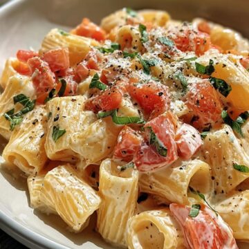 Tomato Basil Pasta with Light Ricotta Cream Sauce