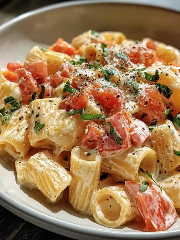 Tomato Basil Pasta with Light Ricotta Cream Sauce