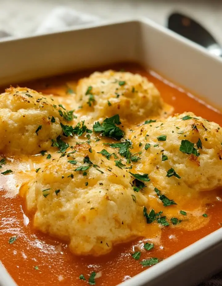 Tomato Soup with Cheddar Bay Dumplings