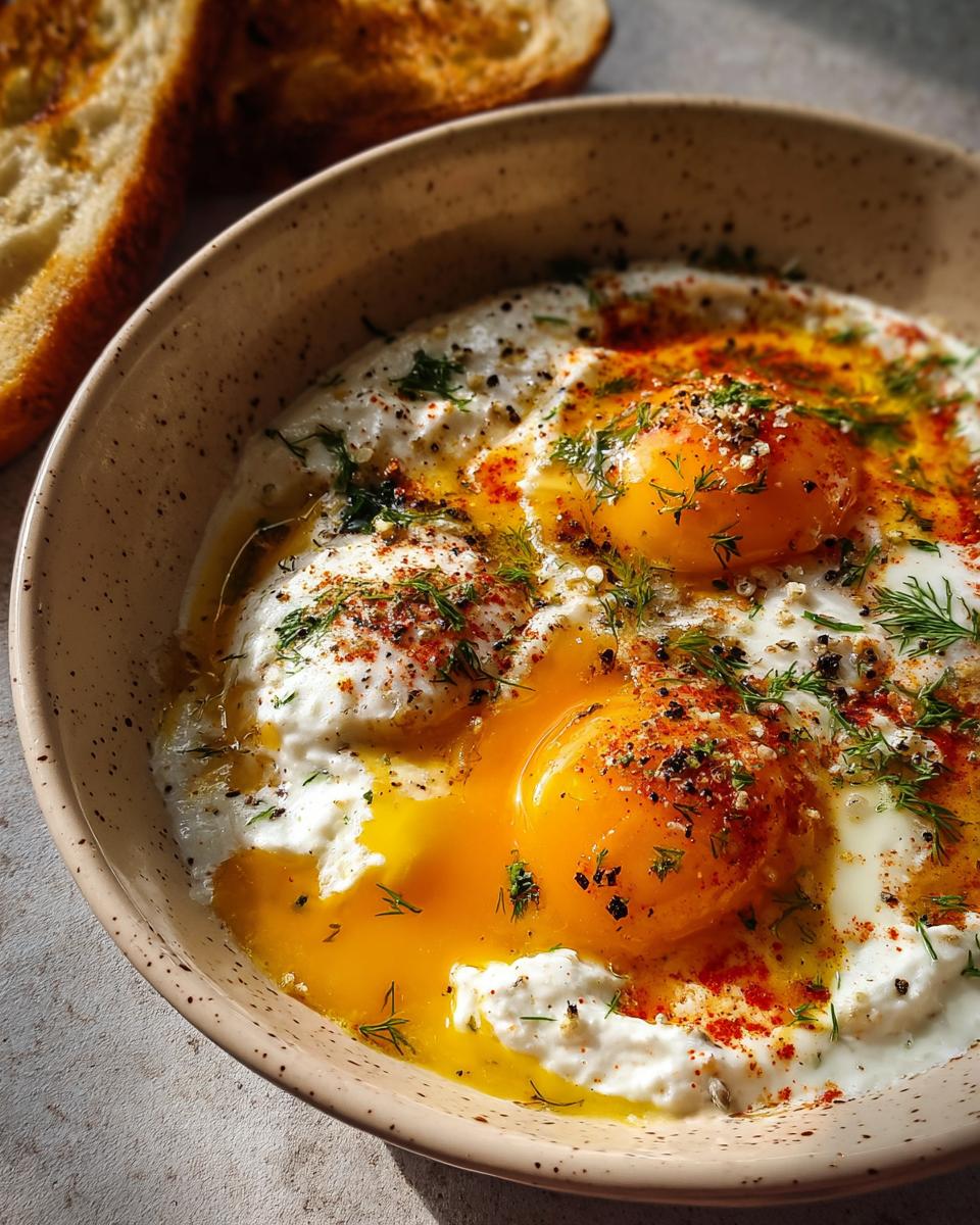 Turkish Eggs with Creamy Yogurt & Butter Sauce - detail 1