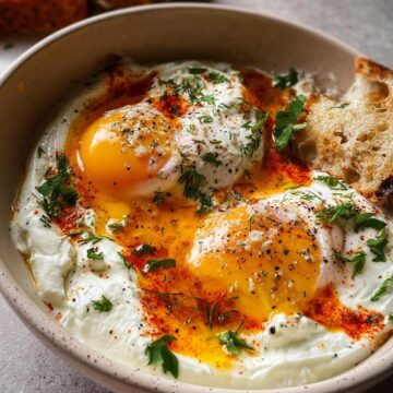 Turkish Eggs with Creamy Yogurt & Butter Sauce