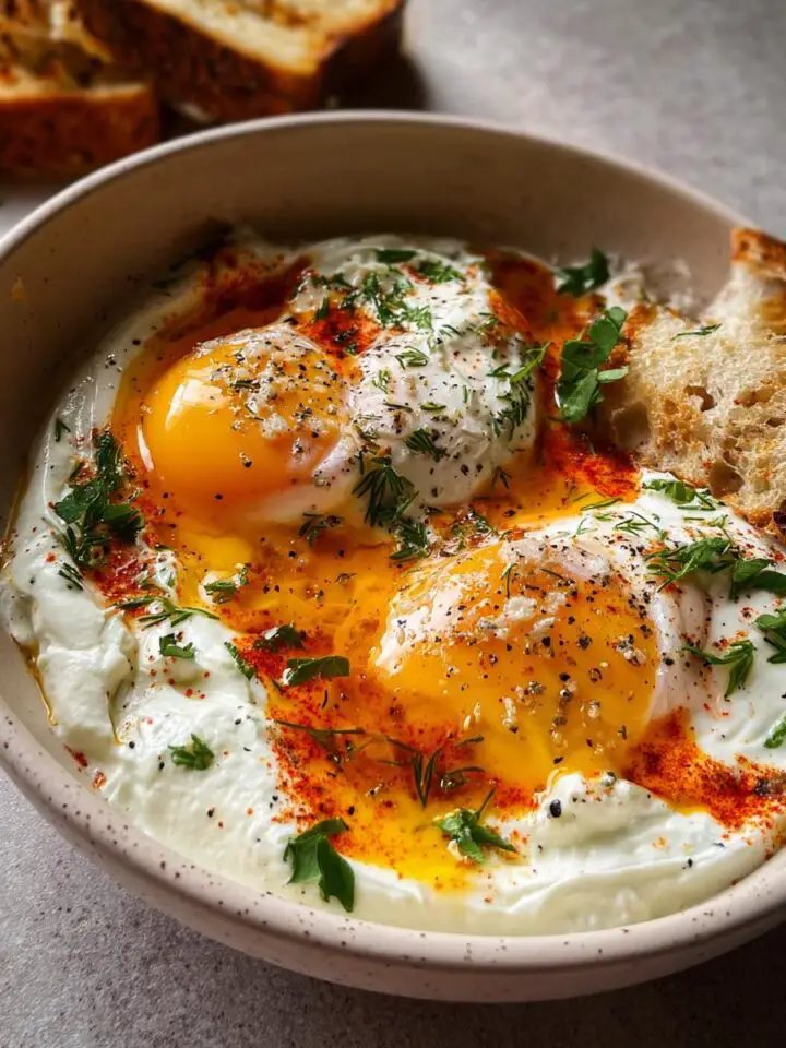 Turkish Eggs with Creamy Yogurt & Butter Sauce