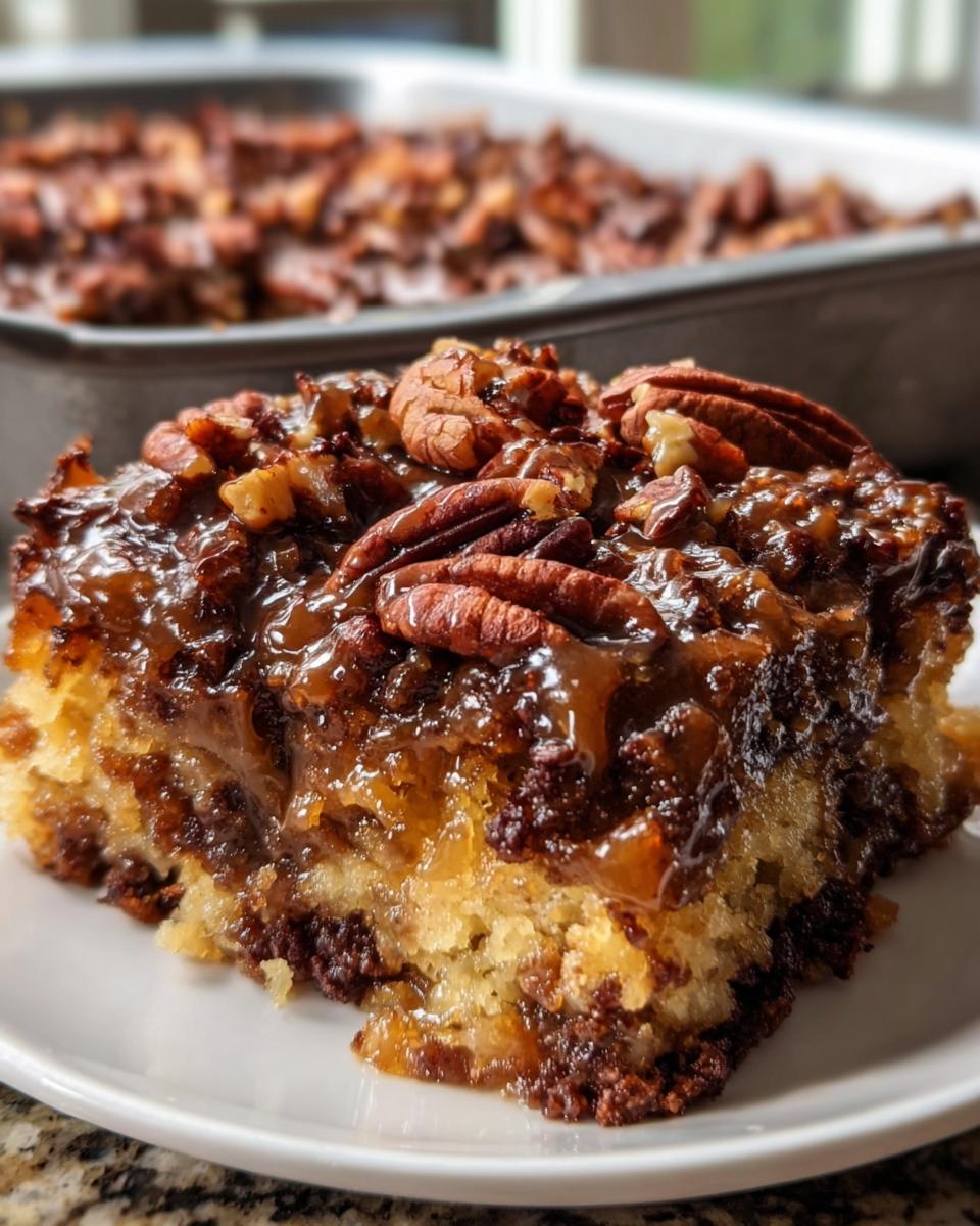 Turtle Pecan Dump Cake - detail 1