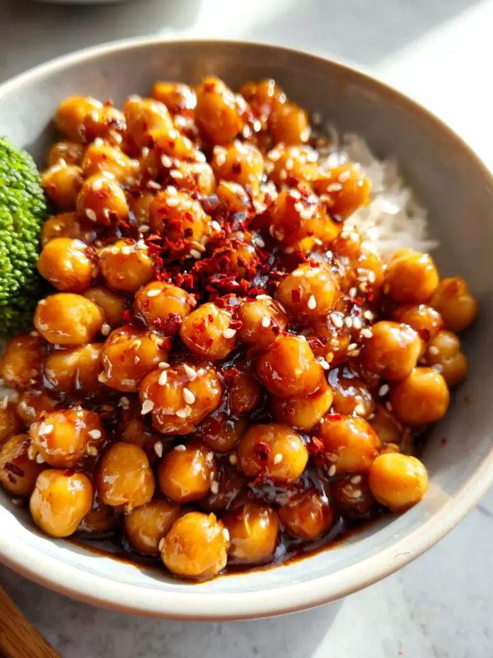 Vegan Sticky Sesame Chickpeas