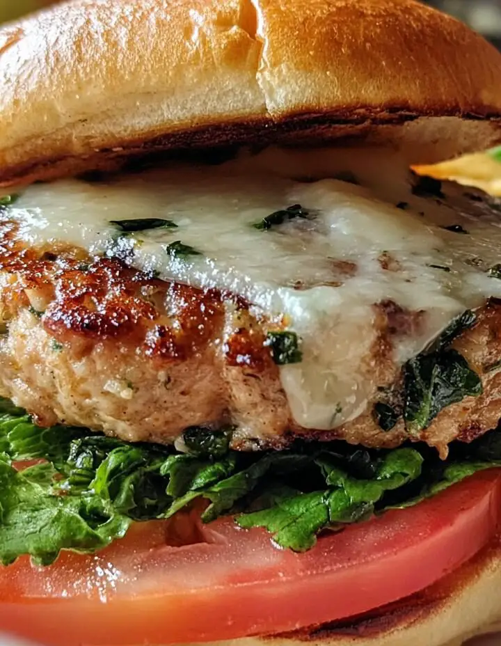 White Cheddar and Spinach Chicken Burgers