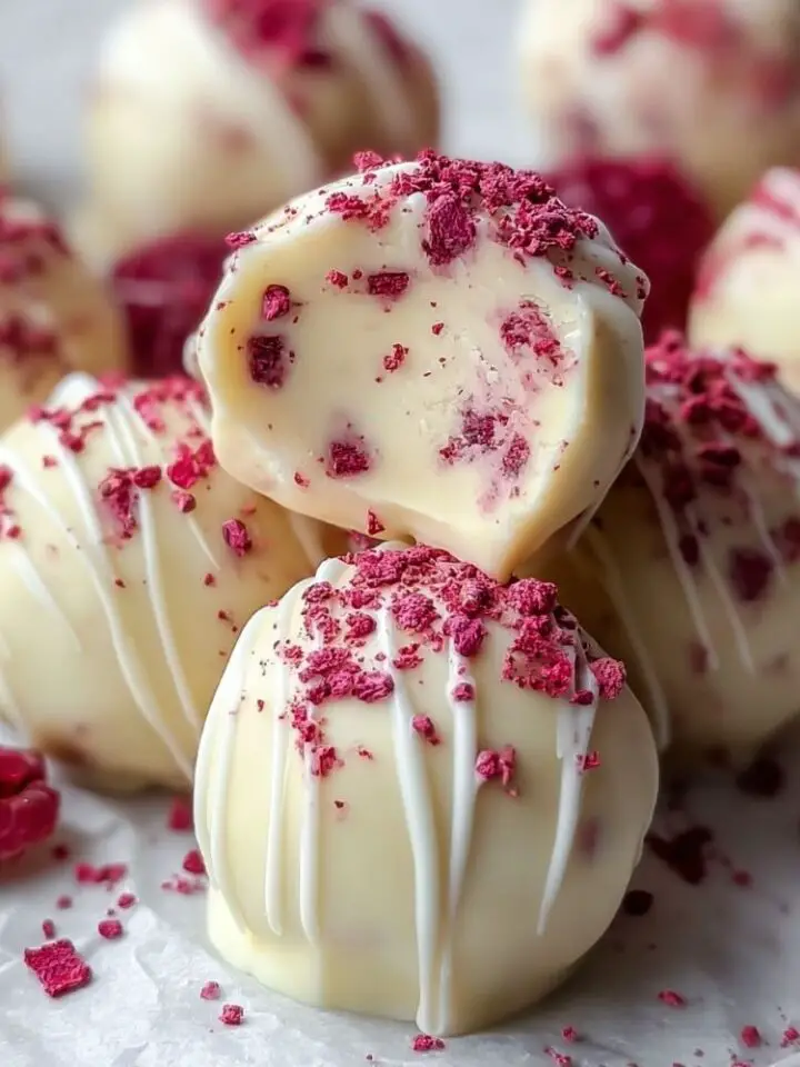 White Chocolate Raspberry Cheesecake Balls