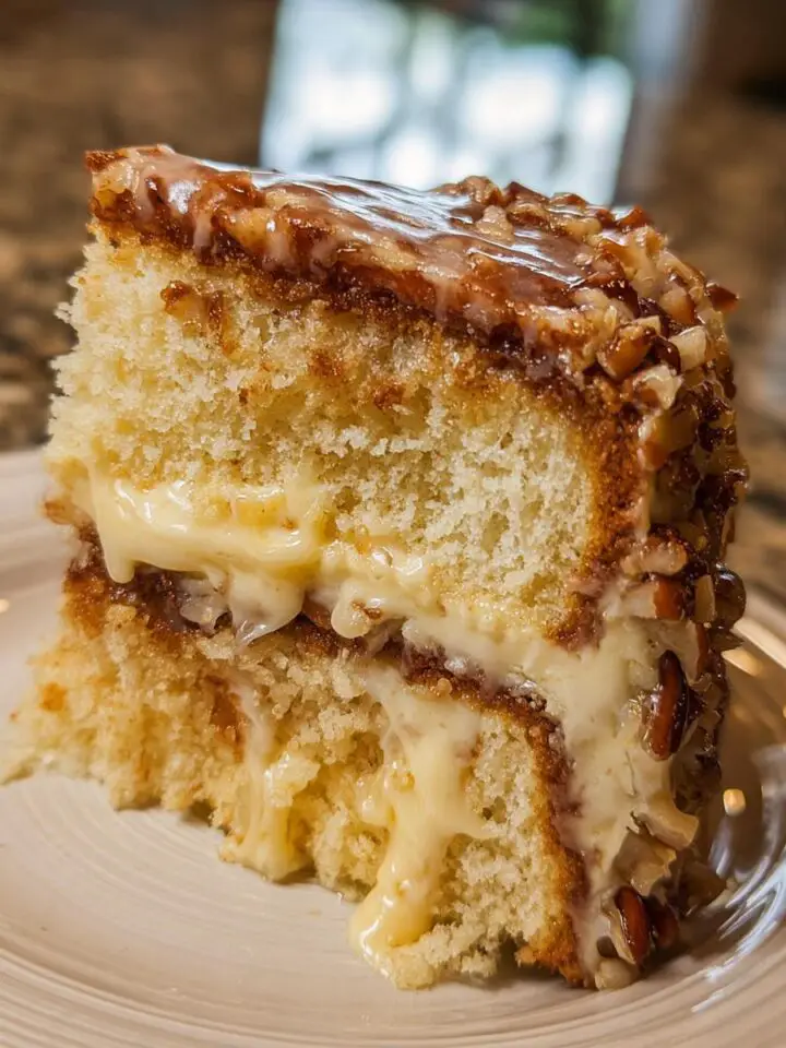 White German Chocolate Cake with Cheesecake Center