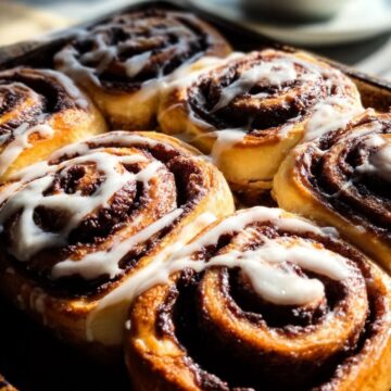 Chocolate Cinnamon Rolls (vegan recipe) fresh out of the oven