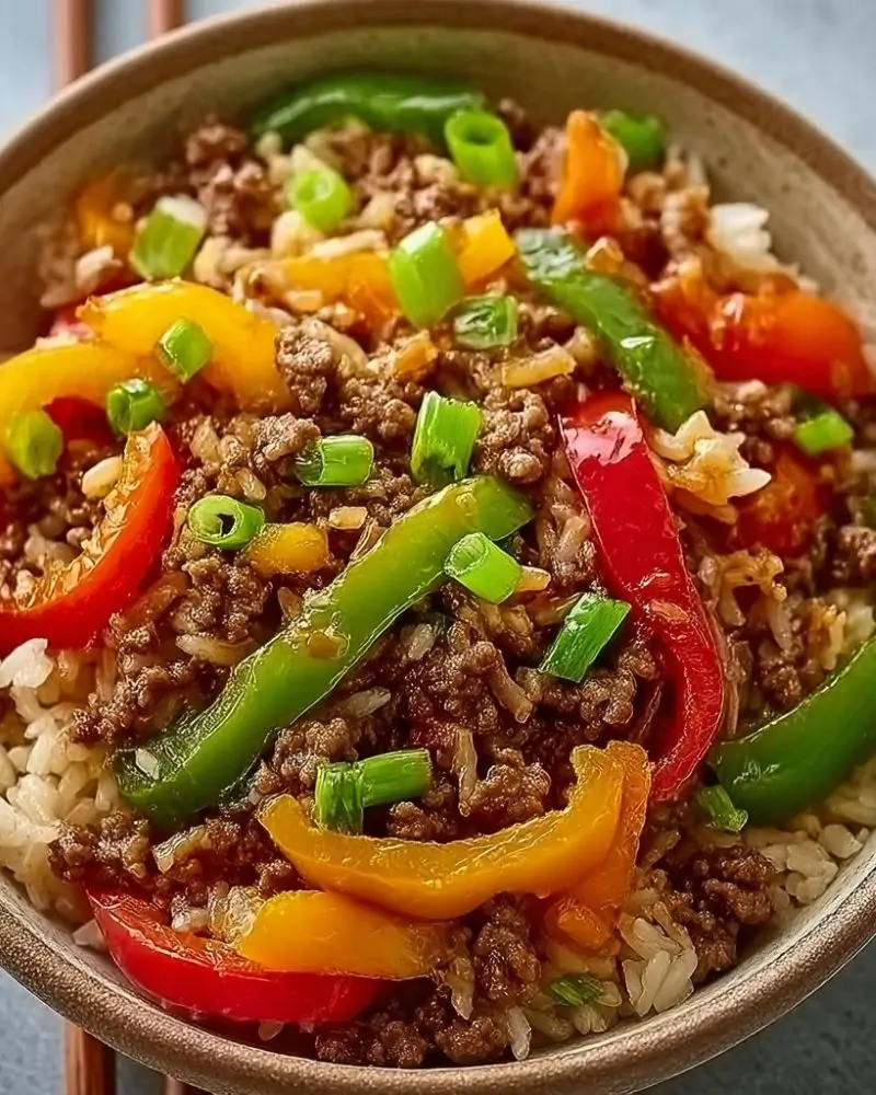 Beef and Pepper Rice Bowls