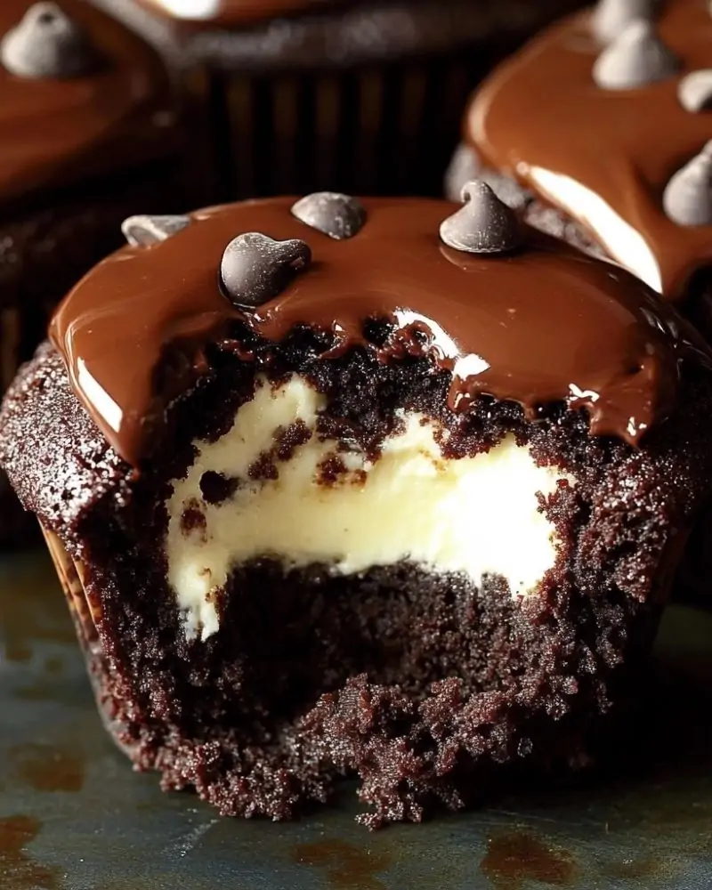 Cheesecake Stuffed Chocolate Cupcakes