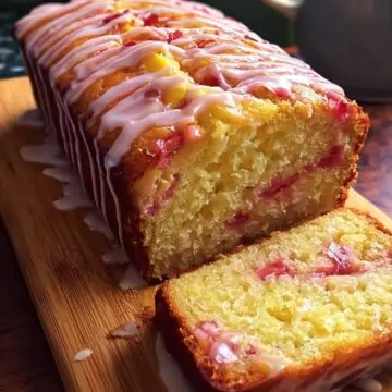Lemon Rhubarb Loaf with Glaze