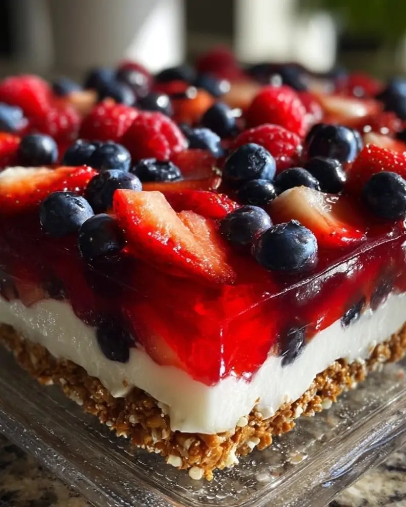 Patriotic Berry Pretzel Salad