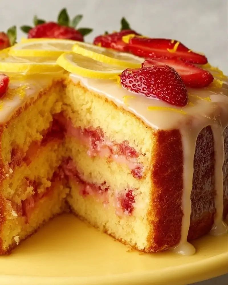 Strawberry Lemonade Buttermilk Cake