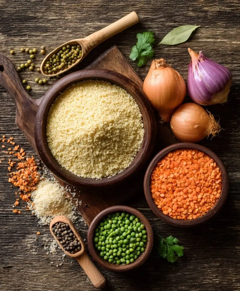 Ingredients used in vegetable upma recipe for a healthy breakfast